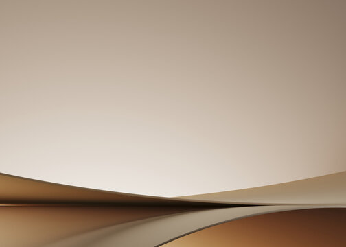 Minimal background for branding and product presentation. Beige podium on beige background. 3d rendering illustration. Clipping path of each element included.