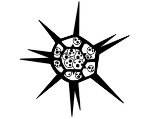 Dictyocha - microscopic unicellular algae plant - vector line picture for logo or pictogram. Microorganism silicoflagellate in sea water, plankton for identity or sign.