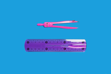 compasses and a purple ruler