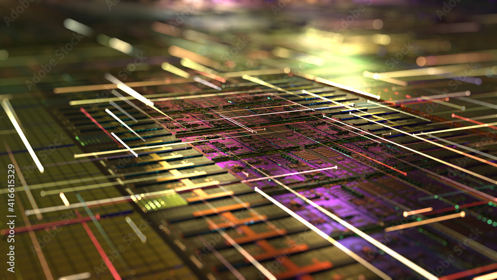 Poster big data cloud computing processing power, high-tech gpu, cpu background. internet of things iot ai 