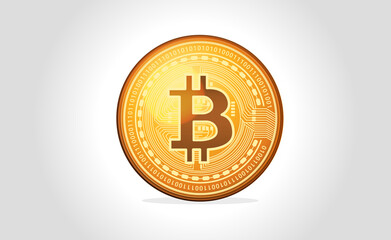 Realistic vector Bitcoin on light background