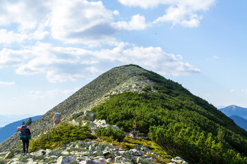 Beautiful landscapes of the Ukrainian Carpathians. View from the mountain Maly Gorgan and the mountain Sinyak.