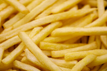 background of french fries close up macro