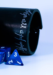 close up of blue role playing gaming dice