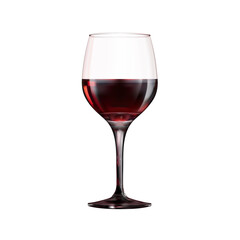 Red wine in a glass transparent glass. 3D illustration