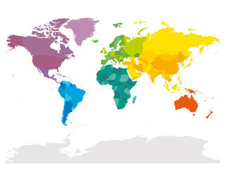 Fototapeta na wymiar Colorful political map of World