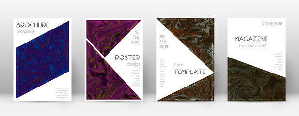 Abstract cover. Symmetrical design template. Suminagashi marble triangle poster. Symmetrical trendy