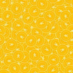 Chinese yuan coins seamless pattern. Indelible scattered CNY coins. Big win or success concept. Chin