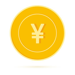 Obraz premium Chinese yuan coin isolated on white background. CNY yellow gold coin. China metal money. Unusual car