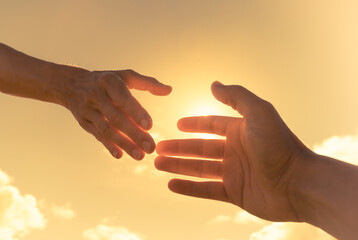 Hand reaching out to help. Giving a helping hand, and support concept. 