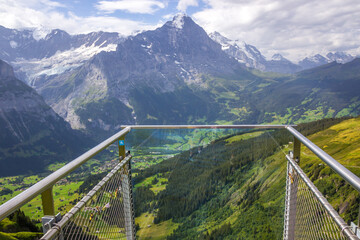 The Grindewald Valley and First viewpoint in Switzerland on a sunny day