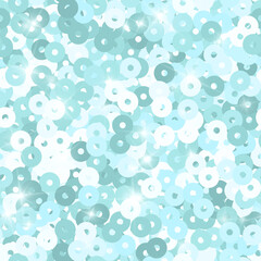 Glitter seamless texture. Admirable mint particles. Endless pattern made of sparkling sequins. Creat