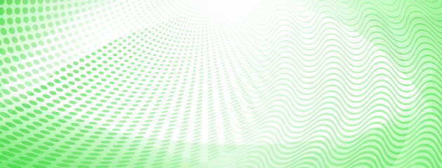 Abstract background made of curves and halftone dots in light green colors