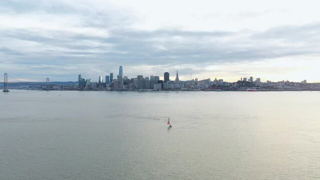 Aerial: panorama of the city, drone view
