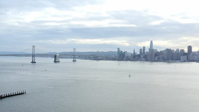 Aerial: amazing view of the cityscape in San Francisco, drone view