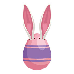 easter egg painted pink with rabbit ears isolated icon