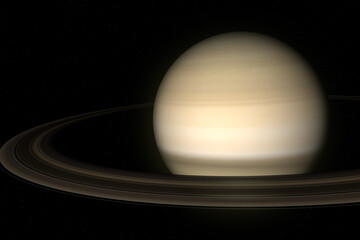 3D rendering Saturn, the sixth planet from the Sun.