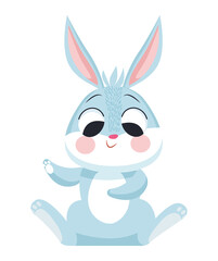 happy little rabbit seated comic character