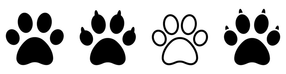 Paw print icons set. Dog paw. Cat paw symbol vector © OpenDesigner