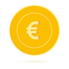 European Union Euro coin isolated on white background. EUR yellow gold coin. Europe metal money. Vib