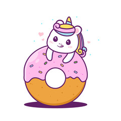 cute unicorn with pink doughnut