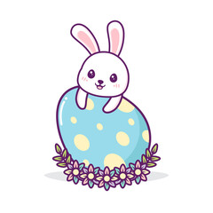 cute easter rabbit with egg