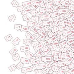 Social media icons. Social media marketing concept. Falling counter comment friend notification. Rig