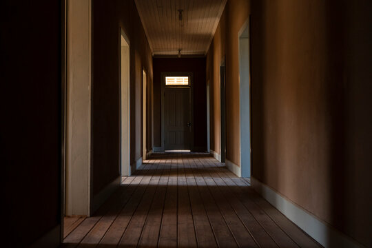A hallway in an old historic building