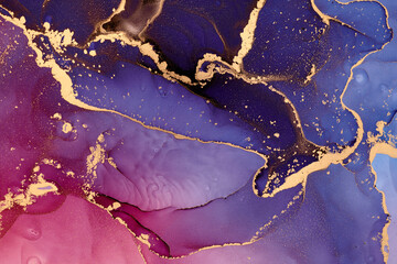Image of Currents of translucent hues, snaking metallic swirls, and foamy sprays of color shape the landscape of these free-flowing textures. Natural luxury abstract fluid art painting in alcohol ink technique printed on Printed Glass Splashbacks