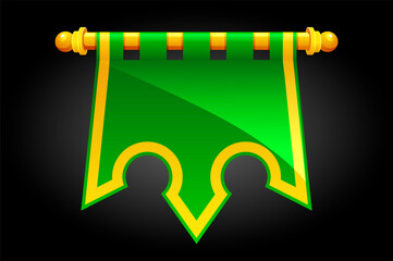 Vector green royal flag for the game.