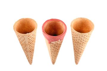 Molten ice cream cones isolated on a white background