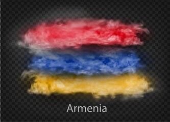 background of flag of armenia smoke and clouds. Vector illustration