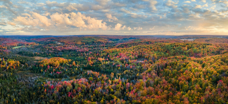 Colorful Autumn Sunrise over the Otsego Golf Club Resort area in Gaylord, Michigan