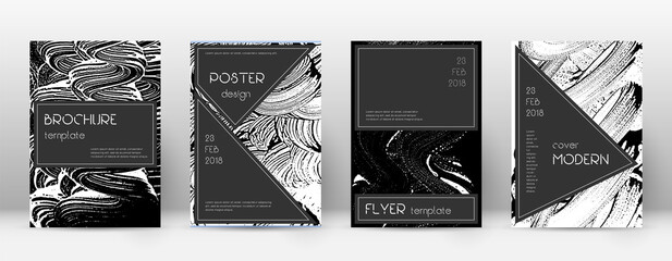 Cover page design template. Black brochure layout. Beauteous trendy abstract cover page. Black and w