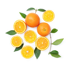 fresh various orange slices isolated on white