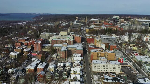 Aerial Orbit Shot of Cornell University Campus and College Town Part 2
