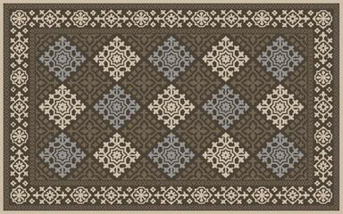 Carpet bathmat and Rug Boho Style ethnic design pattern with distressed texture and effect
