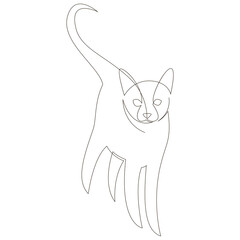 One line cat design silhouette. Hand drawn minimalism style vector illustration.