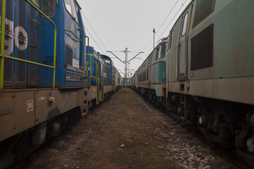 Abandoned train graveyard in Łódź, Poland