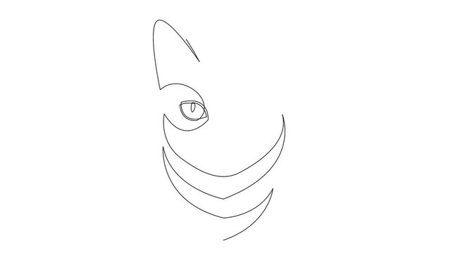 Self drawing simple animation of single continuous one line drawing kitten pet cat animal head. Drawing by hand video.