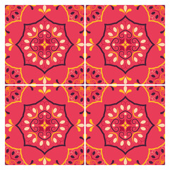 red and yellow art italian style ceramic pattern background