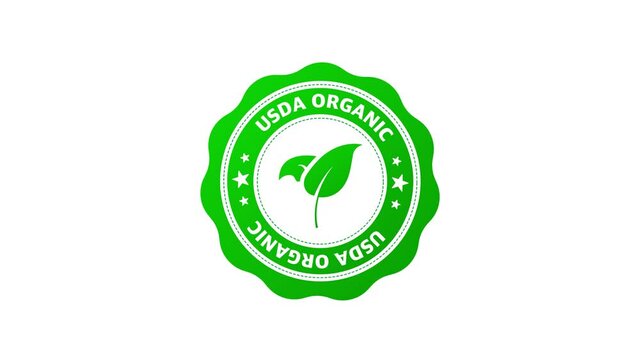 Green icon. Logo, icon, label. Organic, bio, eco symbol. Natural product. Vegetarian healthy food. Organic, bio, eco symbol. Natural product. Motion graphic.