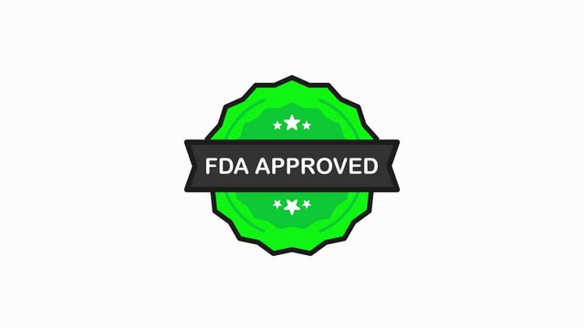 FDA Approved badge green Stamp icon in flat style on white background. Motion graphic.
