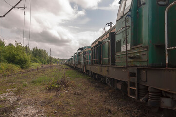Obraz premium Abandoned train graveyard in Łódź, Poland