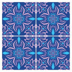 blue and pink art italian style ceramic pattern background