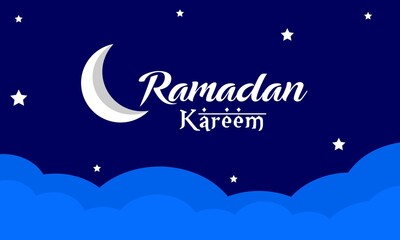 Obraz na płótnie Canvas Ramadan Greeting Card Illustration, Ramadan Kareem Cartoon Wishing Islamic Festival for banner, poster, background, brochure, illustration, brochure and sales background