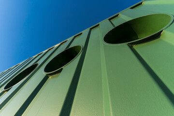 abstract view of a steel container facade