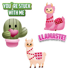 Cute llama and cactus illustration, perfect to use on the web or in print