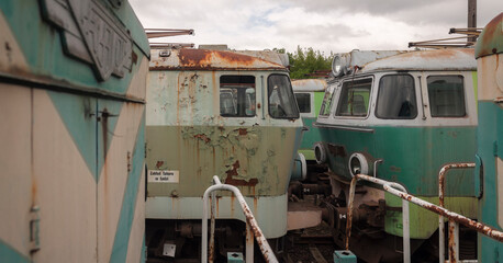 Abandoned train graveyard in Łódź, Poland