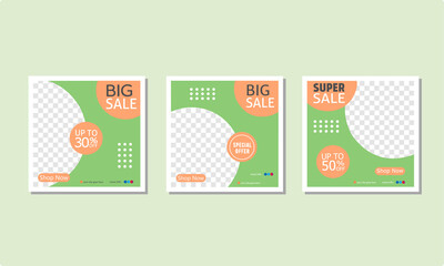 Minimalist square banner with photo space for social media ad template